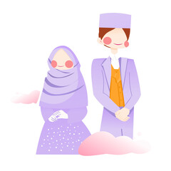Muslim wedding couple illustration. Perfect for wedding celebration
