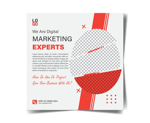 Business marketing experts promotion social media post template. Editable square banner design with place for the photo.