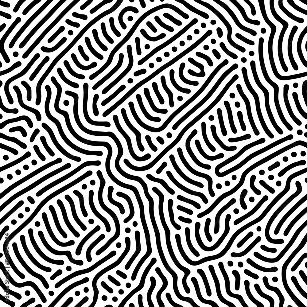 Leinwandbilder Abstract background of vector organic irregular lines maze pattern