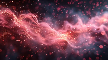 pink particles creating a sparkling effect on a black background