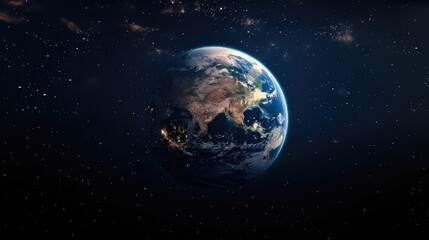 Planet Earth in the Cosmos at Night