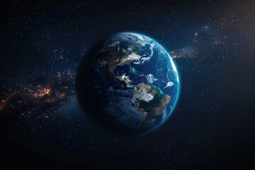 Obraz premium Earth in Outer Space with Stars and Nebula