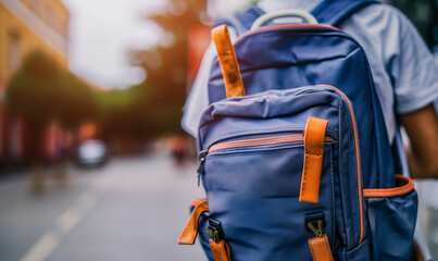 
back to school social media post design with backpack and color pencils, white background, in the style of local media