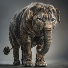 Fototapeta premium Digital image of majestic elephant-tiger hybrid, highlighting its powerful physique and striking features