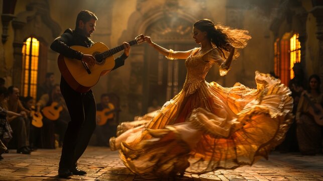 Flamenco dancers performing on stage