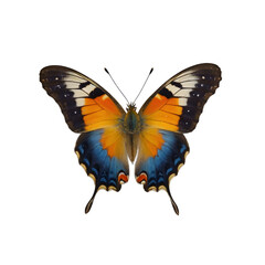 Naklejka premium beautiful butterfly with blue, yellow orange in nature isolated on a transparent background