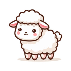 cute lamb animal cartoon character vector illustration template design