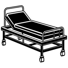 Hospital bed vector silhouette illustration svg file