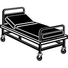Hospital bed vector silhouette illustration svg file