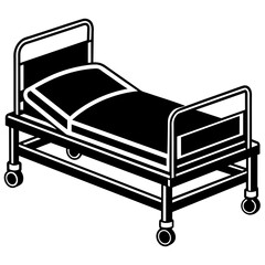 Hospital bed vector silhouette illustration svg file