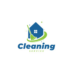 Creative Cleaning Service Logo Design with Modern Shape Concept. Vector Illustration.