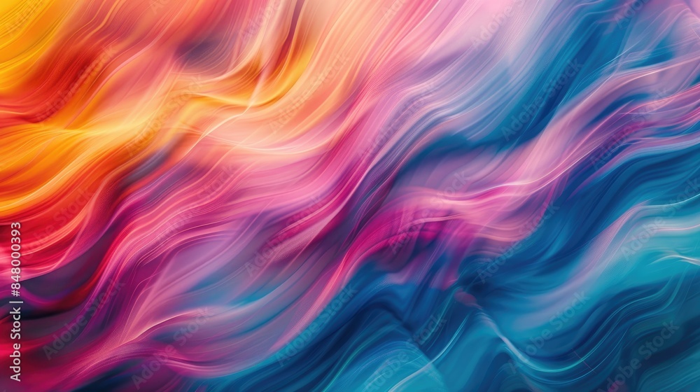 Wall mural abstract background with blurred and striped waves in multiple colors