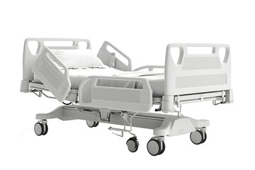 white modern hospital bed  isolated png transparent background