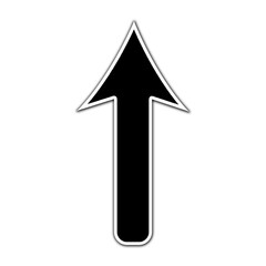 Fototapeta premium Straight pointed arrow icon with white outline. Black arrow pointing to the up. Black direction pointer