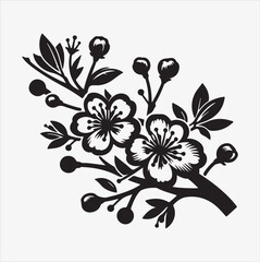 cherry blossom flower silhouette art illustration