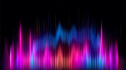 Bright abstract futuristic background. Neon multicolored blurred lines on a dark background