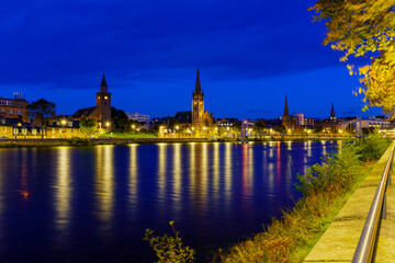 Evening view of the River Ness and Inverness skyline