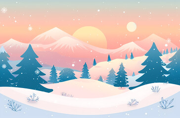 Naklejka premium winter landscape with trees and snow