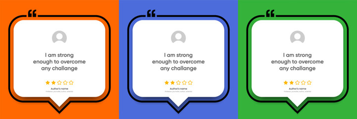 3D bubble testimonial banner, quote, infographic. Social media post template designs for quotes. Empty speech bubbles, quote bubbles and text box. Vector Illustration EPS10.