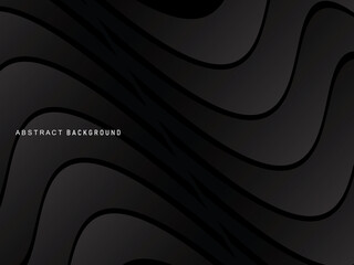 Abstract futuristic dark black background with wave design. Realistic 3d wallpaper with luxurious flowing lines. Perfect background for posters, websites, brochures, banners, applications, etc.