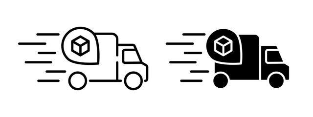 Shipping truck icon. Delivery service symbol. Car transportation vector illustration. Express delivery sign. Fast shipping icon.