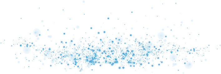 Blue dust, sparks and blue stars shine with special light. Trace of speed lines. Christmas light effect. Sparkling magic dust particles. PNG.
