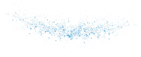 Blue dust, sparks and blue stars shine with special light. Trace of speed lines. Christmas light effect. Sparkling magic dust particles. PNG.

