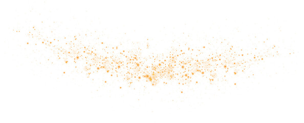 Golden dust, sparks and golden stars shine with special light. Trace of speed lines. Christmas light effect. Sparkling magic dust particles. PNG.
