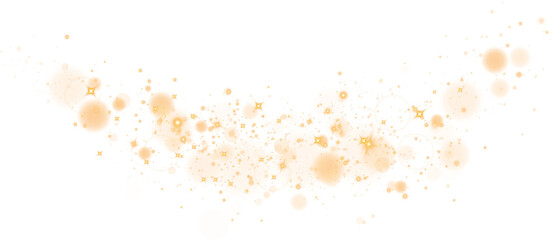 Golden dust, sparks and golden stars shine with special light. Trace of speed lines. Christmas light effect. Sparkling magic dust particles. PNG.
