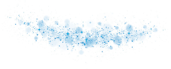 Blue dust, sparks and blue stars shine with special light. Trace of speed lines. Christmas light effect. Sparkling magic dust particles. PNG.  © Orange Sky