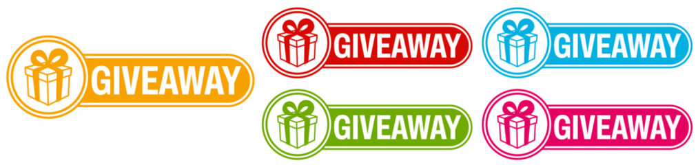 set collections giveaway icon labels. gift for followers social media sign template sticker design vector illustration