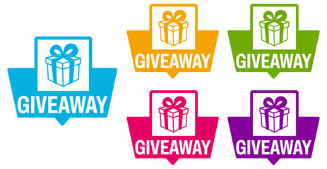 set sign giveaway icon. gift event competition template banner design vector illustration 