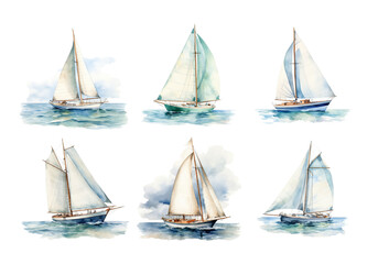 Fototapeta premium Sailboat, Transportation Illustration. Watercolor Style. AI Generated