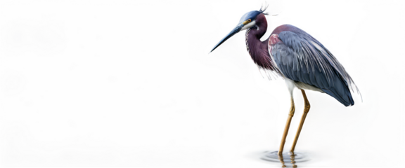 Photorealistic rendering Tricolored Heron wading in shallow water