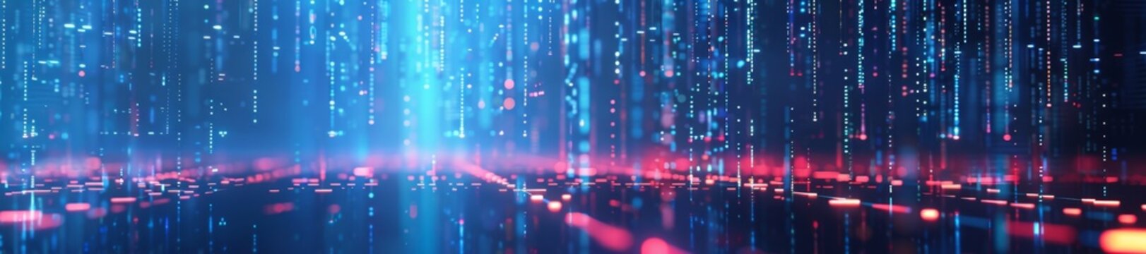 Digital binary code and data streams in motion.