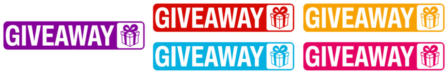 set sign giveaway icon. gift event competition template banner design vector illustration 