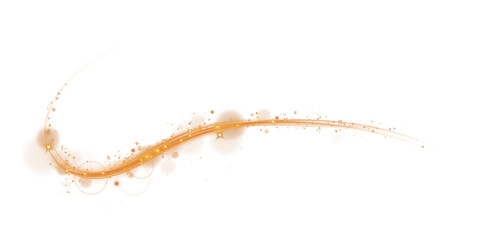 Golden dust, sparks and golden stars shine with special light. Trace of speed lines. Christmas light effect. Sparkling magic dust particles. PNG.