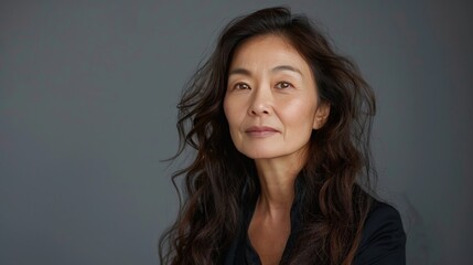 Fototapeta premium Portrait of a Confident Mature Asian Woman with Natural Beauty. International Day Of Older Persons