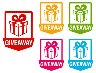 Set collections trendy colorful giveaway icon sign. social media free gift labels design template Vector illustration