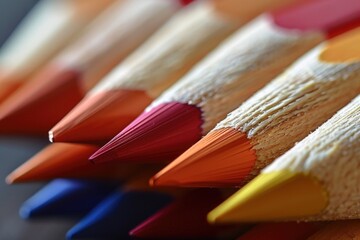 Close-up of Colored Pencils Tips