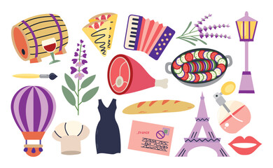 France symbols icons cliparts isolated illustrations vector set collection