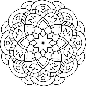 recommend clip art: crown mandala line art coloring book page