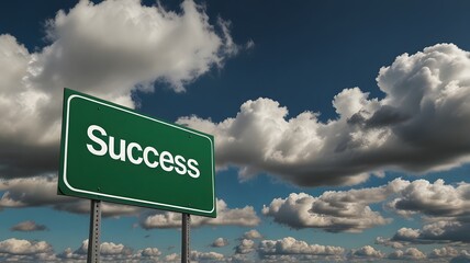 success sign board with cloudy sky