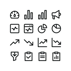 Dashboard icons. Set of UI isolated icons with editable stroke