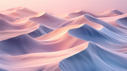 Obraz premium Tranquil yet Dramatic Abstract Digital Art Featuring Desert Dunes and Sand Ripple Textures on a Dusky Rose Background with 3D Rendered Matte Surface Detail
