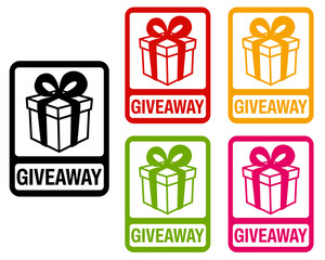 set banner sticker giveaway icon. gift box surprise sign design template vector illustration