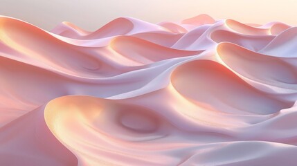 Obraz premium Tranquil yet Dramatic Abstract Digital Art Featuring Desert Dunes and Sand Ripple Textures on a Dusky Rose Background with 3D Rendered Matte Surface Detail