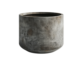 A minimalist concrete flowerpot with a rough texture, ideal for modern home decor and indoor plant arrangements.