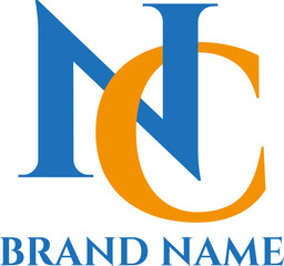 NC letter alphabet orange blue company logo