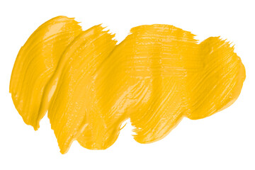 Yellow brush strokes isolated on transparent background.